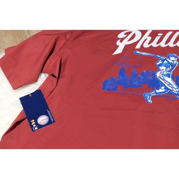 Men's XXL 2XL Fanatics Maroon PHILADELPHIA PHILLIES Polyester Button-Up - Picture 10 of 13